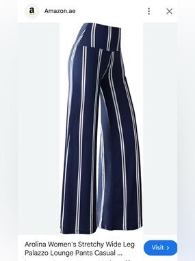 NWT palazzo pants sz Sm, stretchy,blue striped,wide waist band,trendy,chic,EC,
